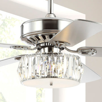 Mandy 52" Crystal Prism Drum LED Ceiling Fan With Remote - JONATHAN Y